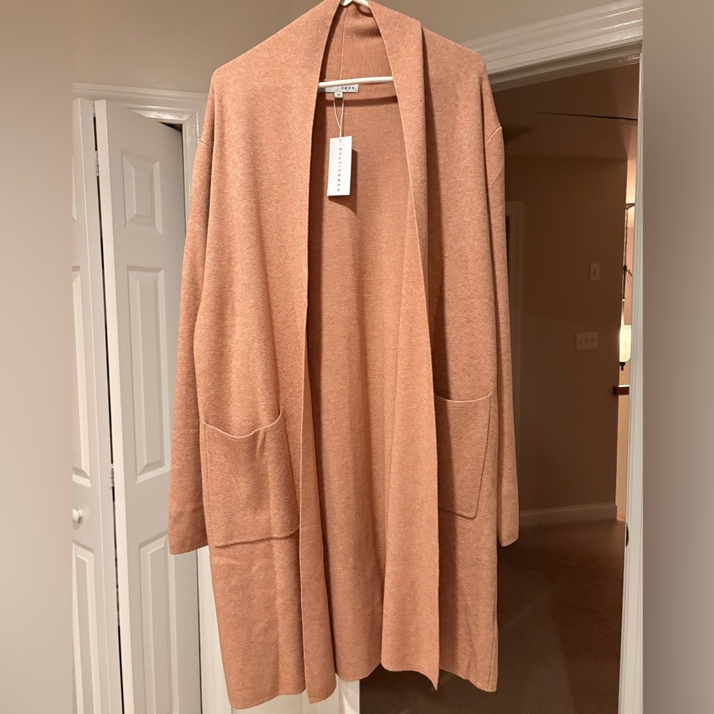 Baltic Born Open-Front Knit Cardigan in Warm Peach